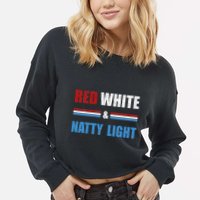 Red White & Nattylight Wo Beer Lovers Amusing Cropped Pullover Crew