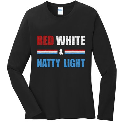 Red White & Nattylight Wo Beer Lovers Amusing Ladies Long Sleeve Shirt