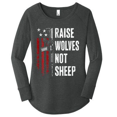 Raise Wolves Not Patriotic Gun Rights Usa Women's Perfect Tri Tunic Long Sleeve Shirt