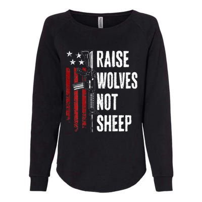 Raise Wolves Not Patriotic Gun Rights Usa Womens California Wash Sweatshirt