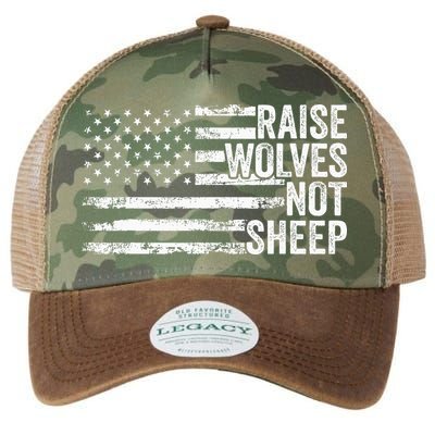 Raise Wolves Not S.H.E.E.P Patriotic Veteran Lions Legacy Tie Dye Trucker Hat