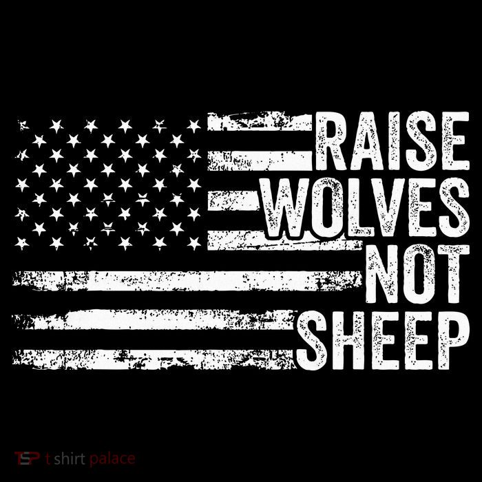 Raise Wolves Not S.H.E.E.P Patriotic Veteran Lions Stripe Pom Pom Beanie
