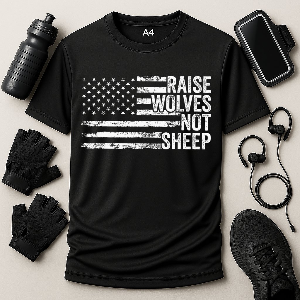 Raise Wolves Not S.H.E.E.P Patriotic Veteran Lions Performance Shirt
