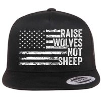 Raise Wolves Not S.H.E.E.P Patriotic Veteran Lions Flat Bill Trucker Hat