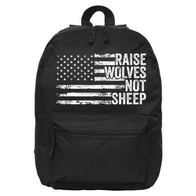 Raise Wolves Not S.H.E.E.P Patriotic Veteran Lions 16 in Basic Backpack