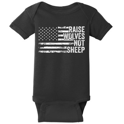Raise Wolves Not S.H.E.E.P Patriotic Veteran Lions Baby Bodysuit