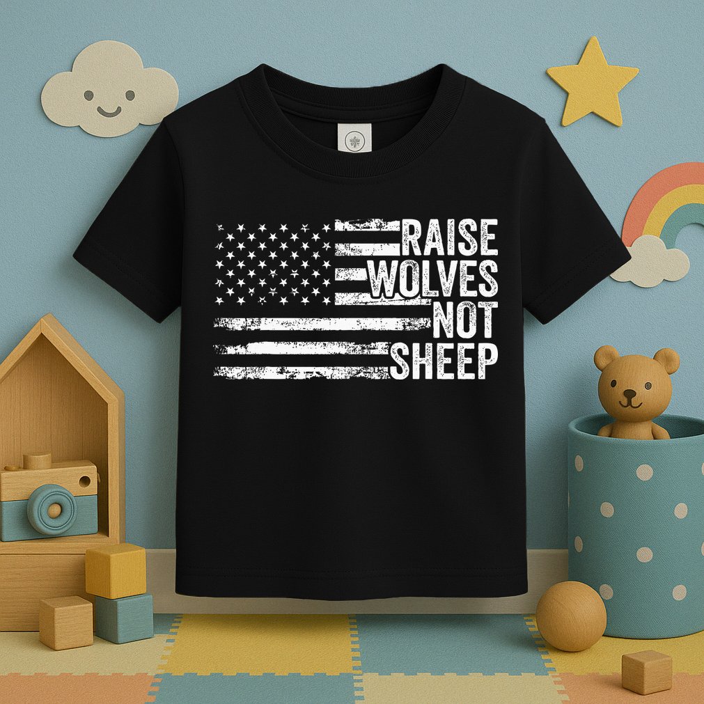 Raise Wolves Not S.H.E.E.P Patriotic Veteran Lions Toddler T-Shirt