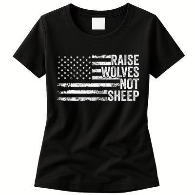 Raise Wolves Not S.H.E.E.P Patriotic Veteran Lions Womens T-Shirt