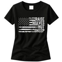 Raise Wolves Not S.H.E.E.P Patriotic Veteran Lions Womens T-Shirt
