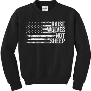 Raise Wolves Not S.H.E.E.P Patriotic Veteran Lions Kids Sweatshirt