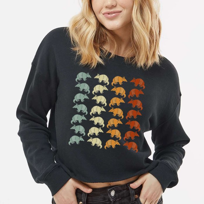 Retro Wild Nature Armadillo Lover Animal Armadillo Cropped Pullover Crew