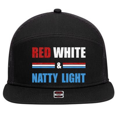 Red White & Natty Light For Wo Beer Lovers amusing 7 Panel Mesh Trucker Snapback Hat