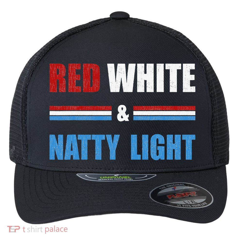 Red White & Natty Light For Wo Beer Lovers amusing Flexfit Unipanel Trucker Cap
