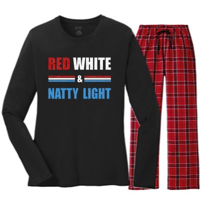 Red White & Natty Light For Wo Beer Lovers amusing Women's Long Sleeve Flannel Pajama Set 