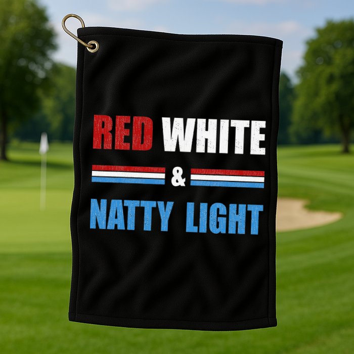 Red White & Natty Light For Wo Beer Lovers amusing Golf Towel