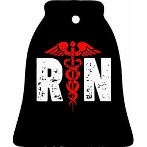 RN With Nurse Logo RN Registered Nurse Ceramic Bell Ornament