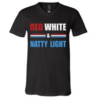 Red White & Natty-Light For Wo Beer Lovers amusing V-Neck T-Shirt