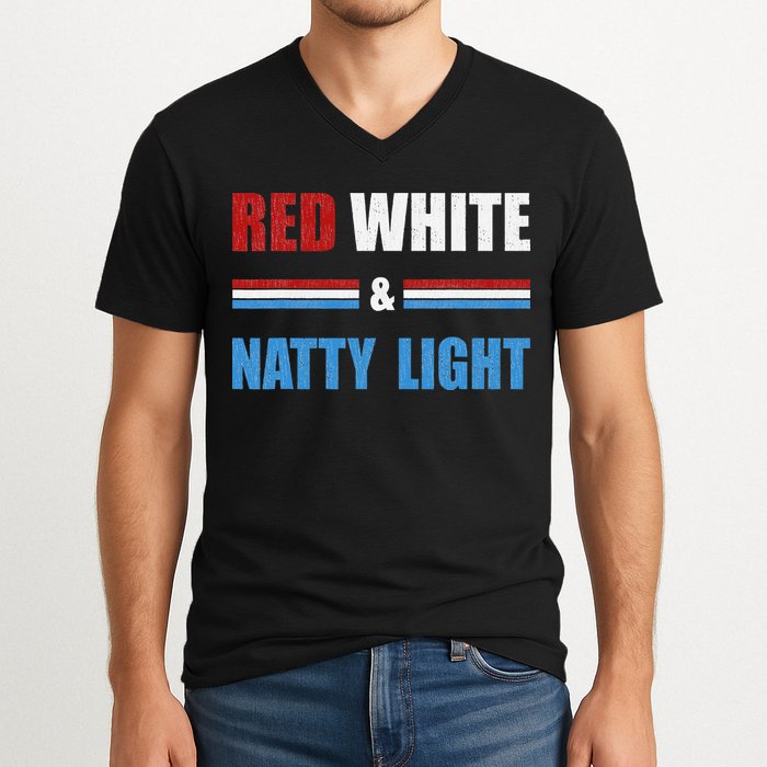 Red White & Natty-Light For Wo Beer Lovers amusing V-Neck T-Shirt