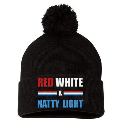 Red White & Natty-Light For Wo Beer Lovers amusing Pom Pom 12in Knit Beanie
