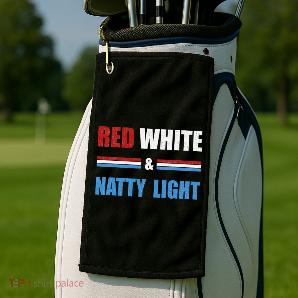 Red White & Natty-Light For Wo Beer Lovers amusing Golf Towel