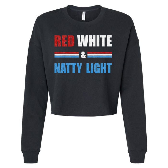 Red White & Natty-Light For Wo Beer Lovers amusing Cropped Pullover Crew