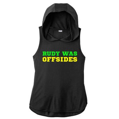 Rudy Was Offsides Red South California Funny Rivalry Fan Ladies PosiCharge Tri-Blend Wicking Draft Hoodie Tank