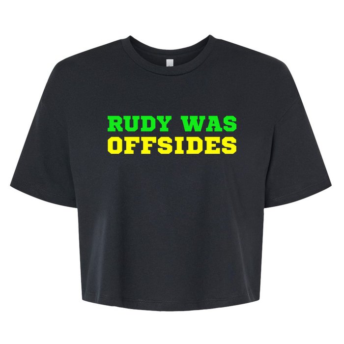 Rudy Was Offsides Red South California Funny Rivalry Fan Bella+Canvas Jersey Crop Tee