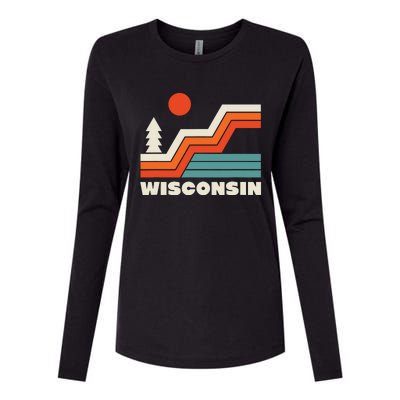 Retro Wisconsin Outdoors Nature Womens Cotton Relaxed Long Sleeve T-Shirt