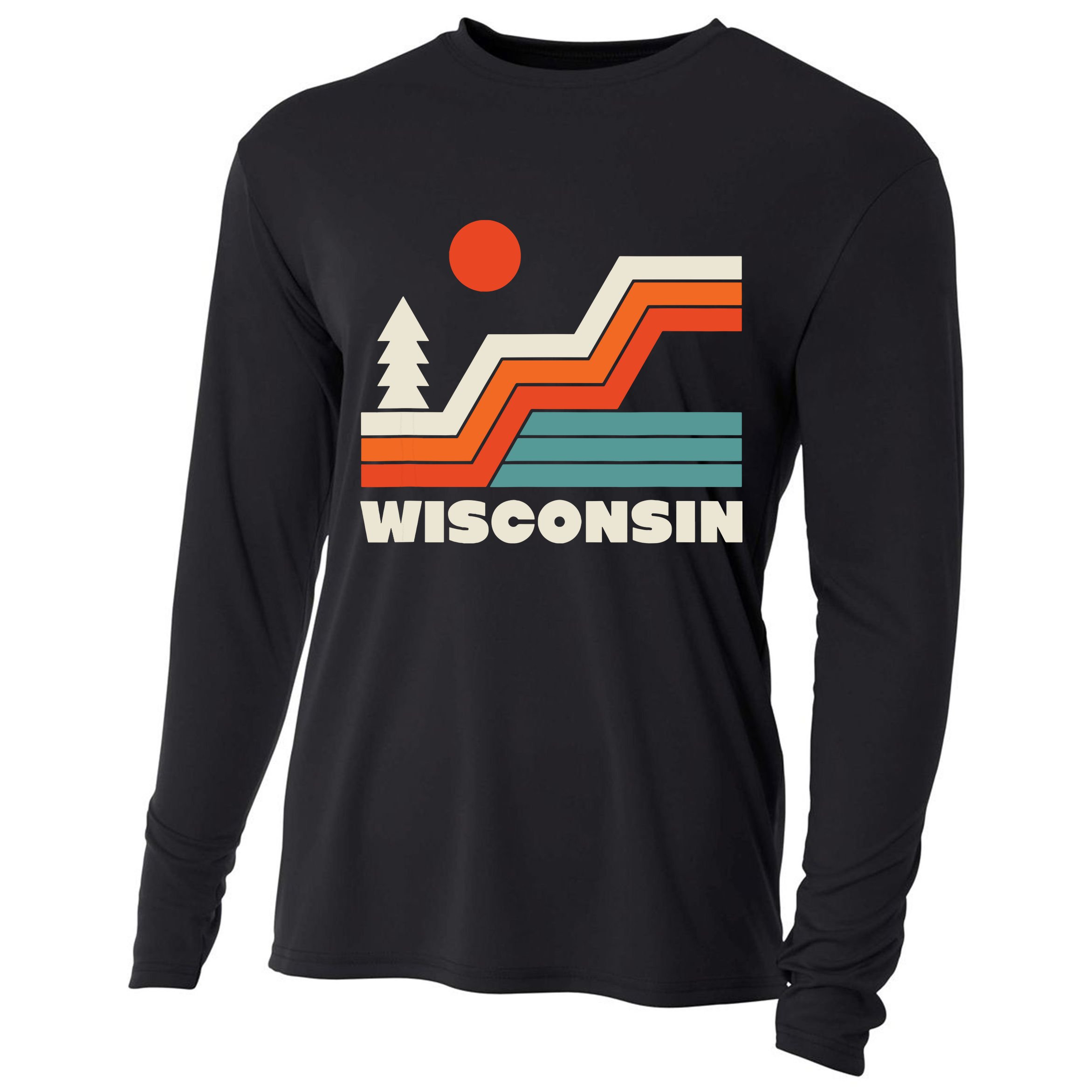 Retro Wisconsin Outdoors Nature Cooling Performance Long Sleeve Crew