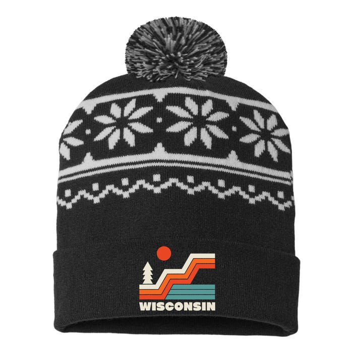 Retro Wisconsin Outdoors Nature USA-Made Snowflake Beanie