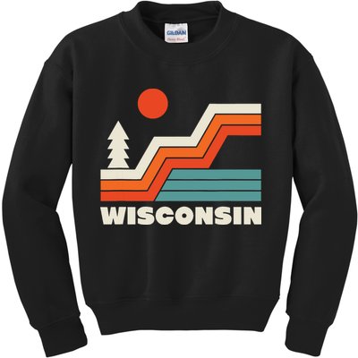 Retro Wisconsin Outdoors Nature Kids Sweatshirt