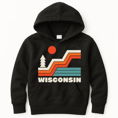 Retro Wisconsin Outdoors Nature Kids Hoodie