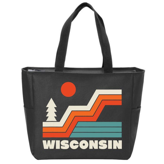 Retro Wisconsin Outdoors Nature Zip Tote Bag