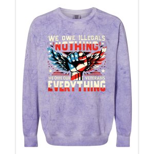 Retro We Owe Illegals Nothing We Owe Our Veterans Everything Colorblast Crewneck Sweatshirt