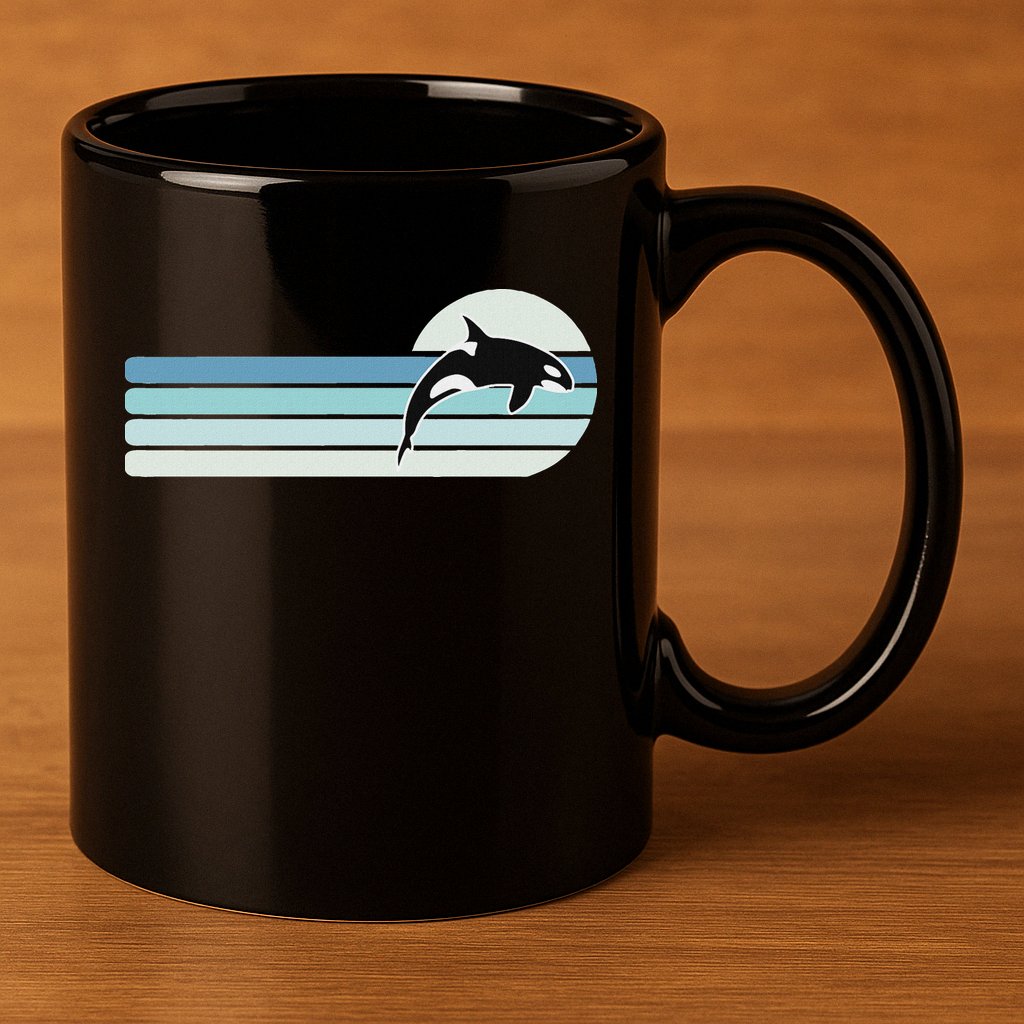 Retro Whale Orca 11oz C Handle Ceramic Mug