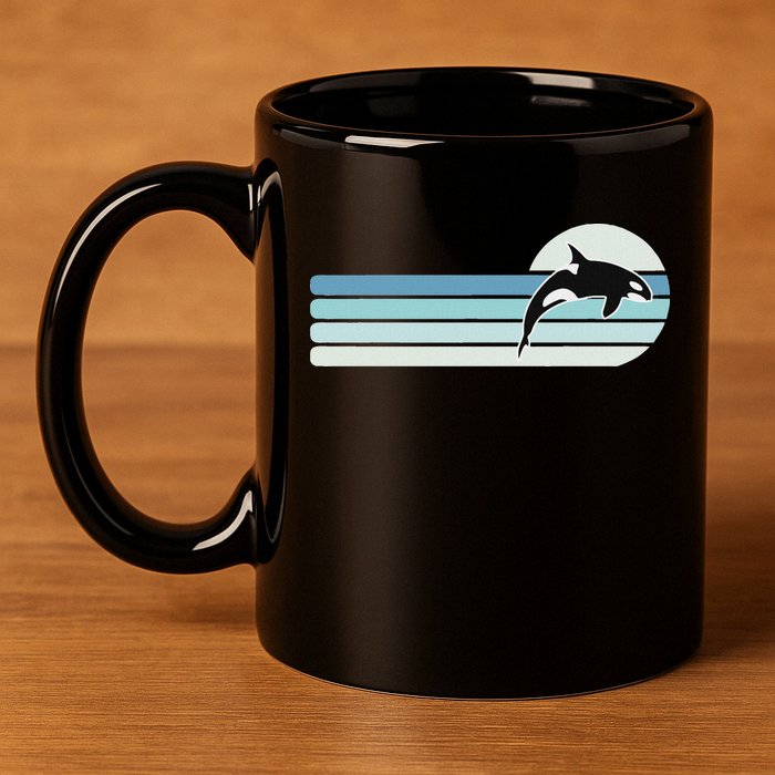 Retro Whale Orca 11oz C Handle Ceramic Mug