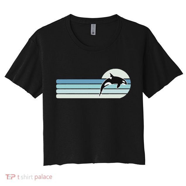 Retro Whale Orca Crop Top