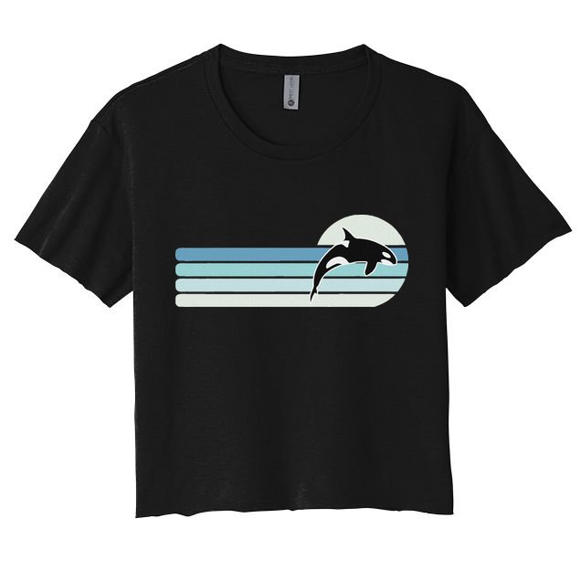 Retro Whale Orca Crop Top