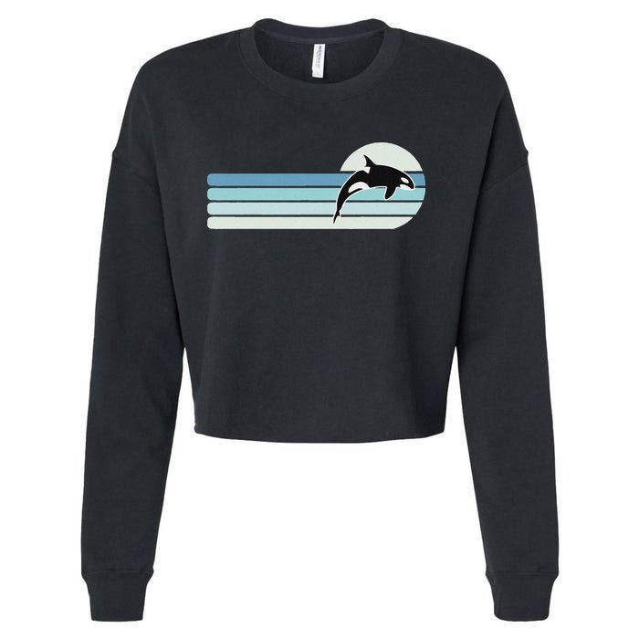 Retro Whale Orca Cropped Pullover Crew