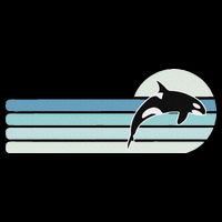 Retro Whale Orca Cropped Pullover Crew