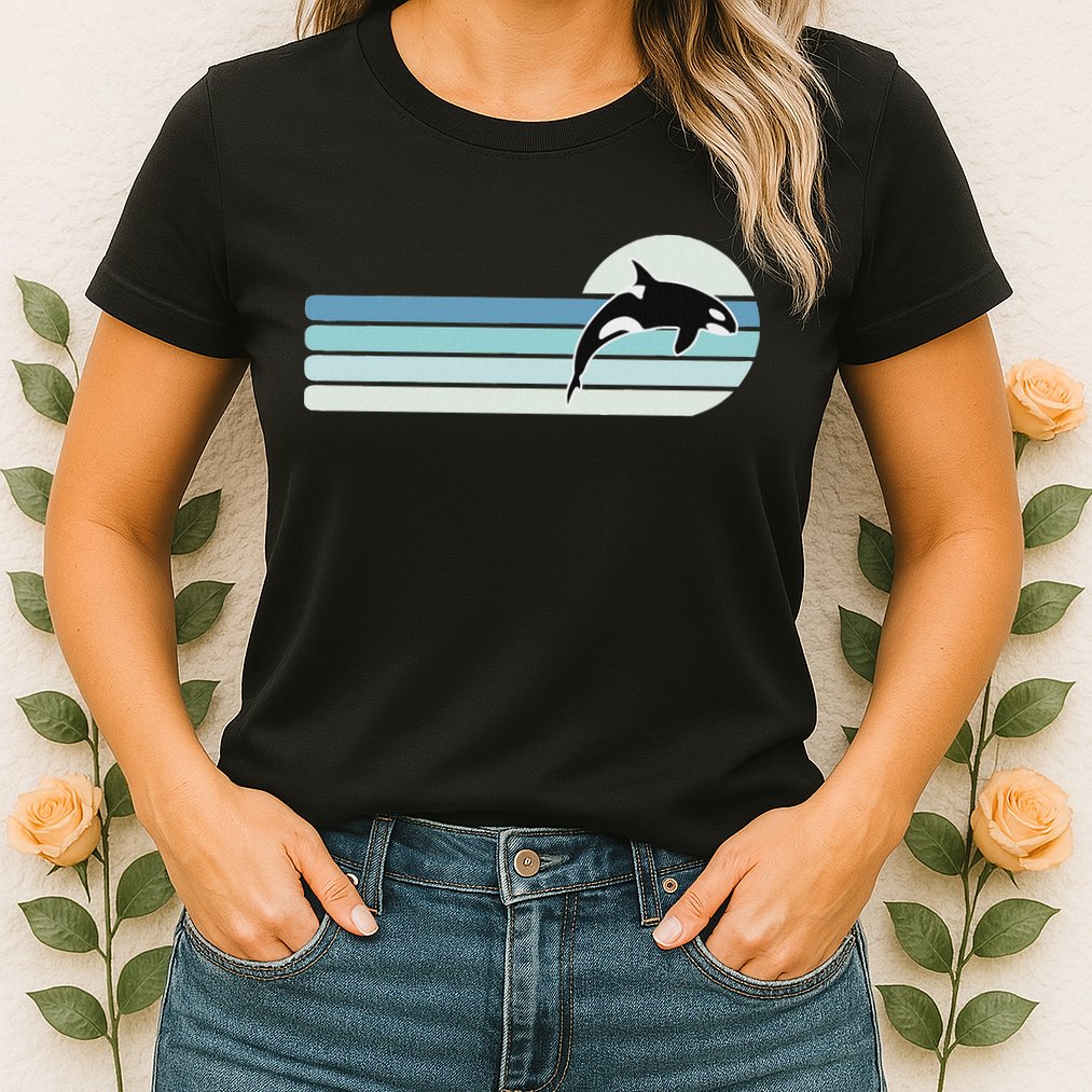 Retro Whale Orca Womens T-Shirt