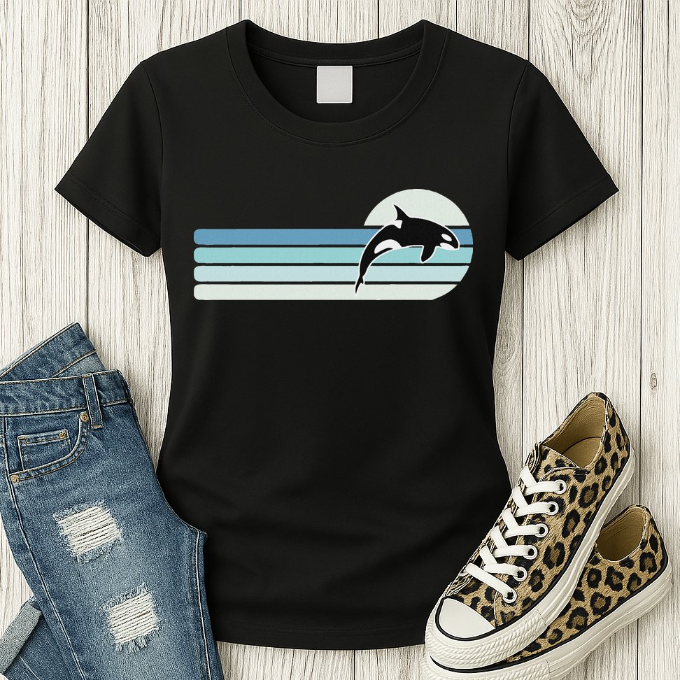 Retro Whale Orca Womens T-Shirt