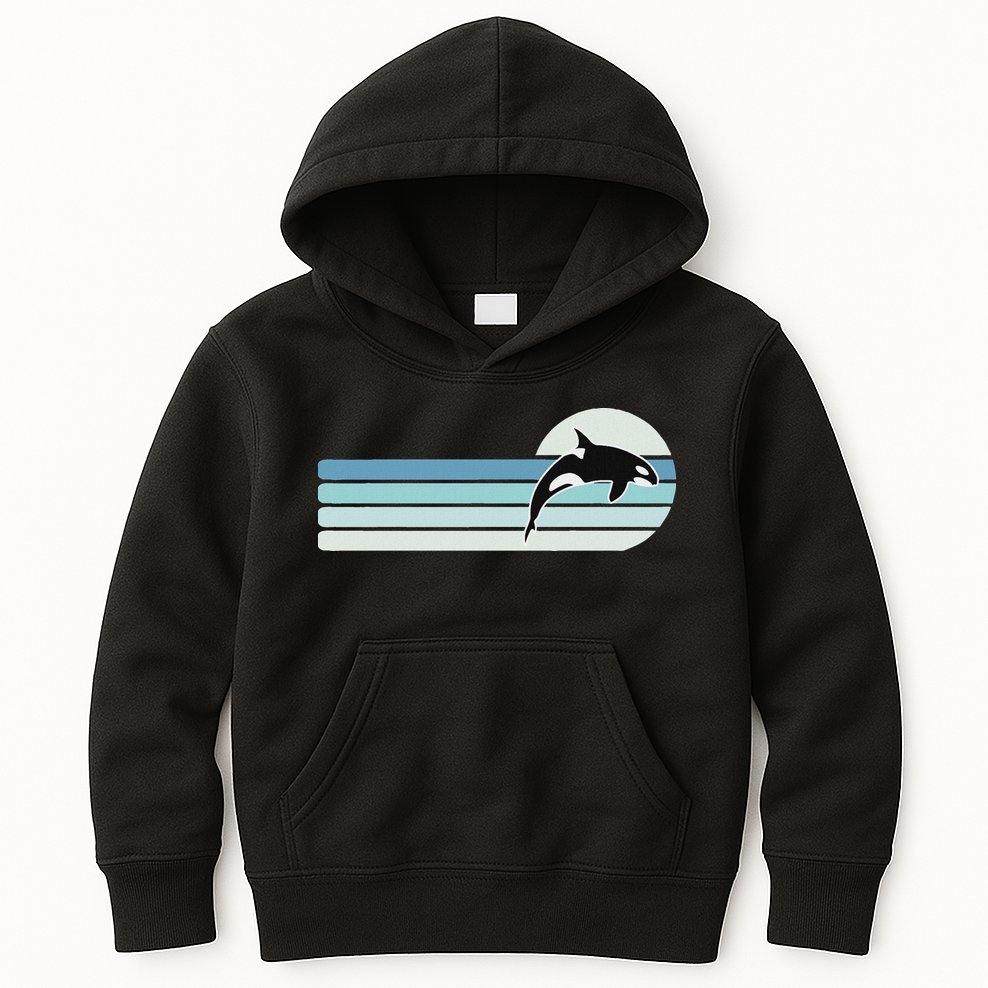 Retro Whale Orca Kids Hoodie