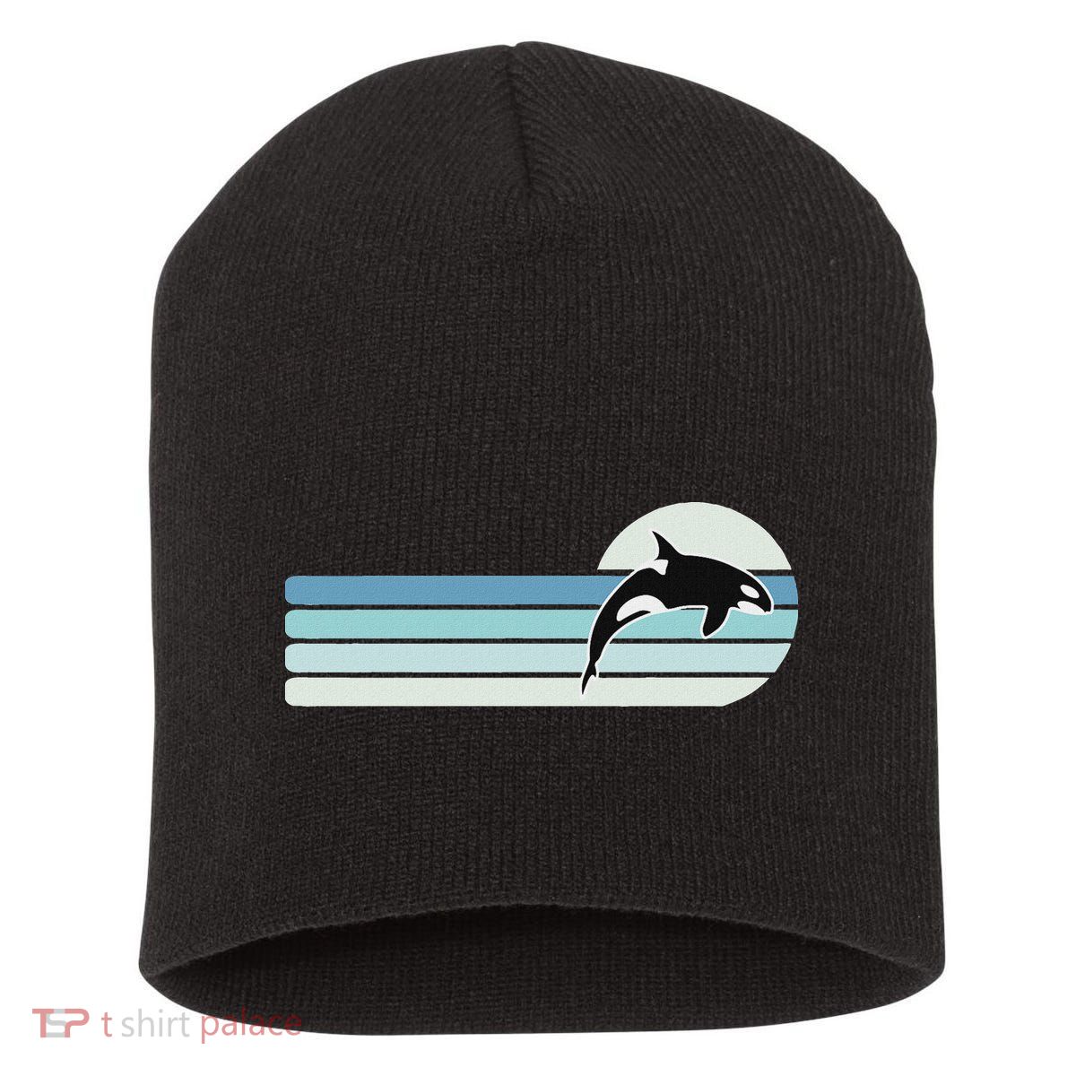 Retro Whale Orca Short Acrylic Beanie