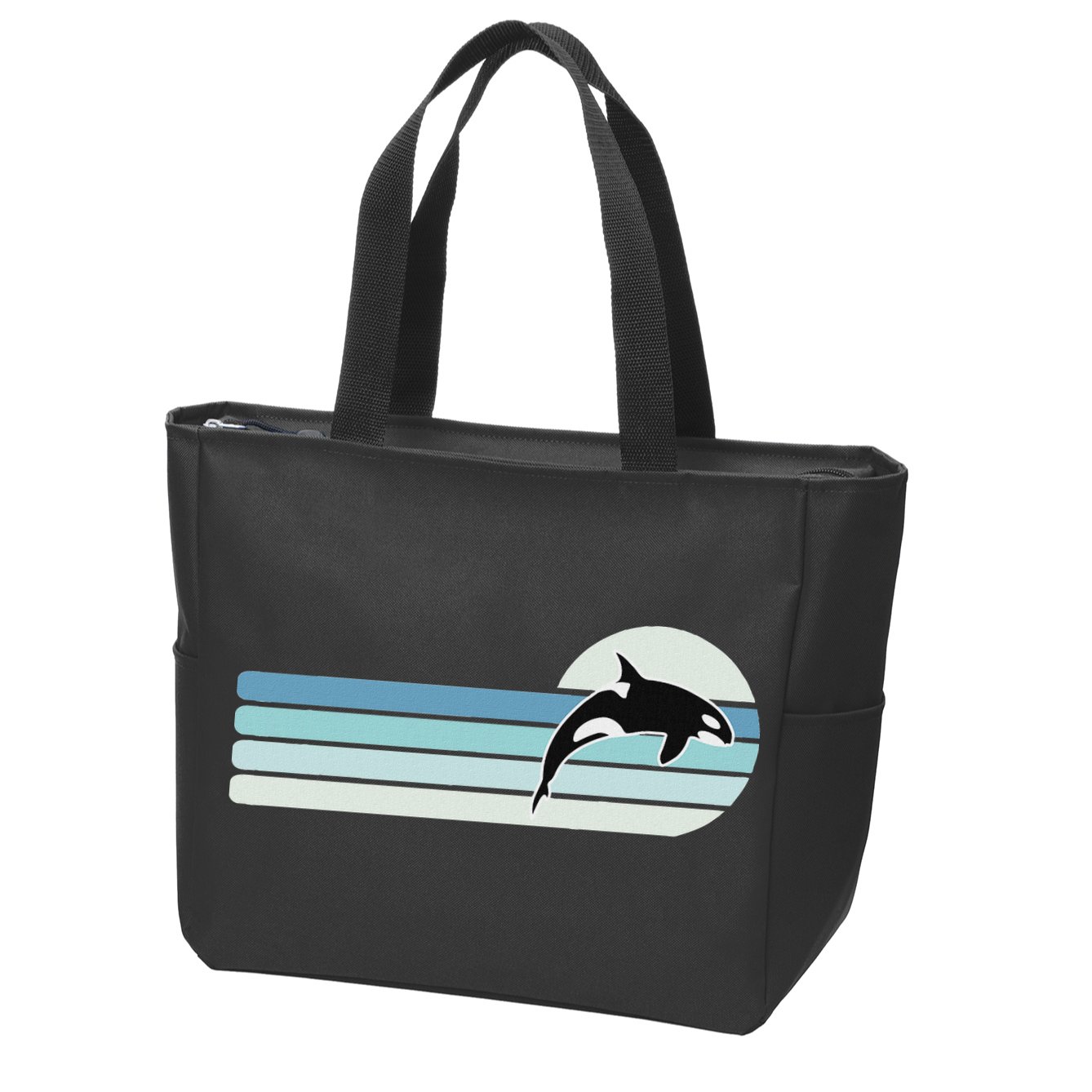 Retro Whale Orca Zip Tote Bag