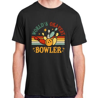 Retro Worlds Okayest Bowler Funny Men Women Mom Kids Bowling Adult ChromaSoft Performance T-Shirt