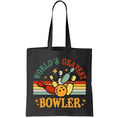 Retro Worlds Okayest Bowler Funny Men Women Mom Kids Bowling Bag