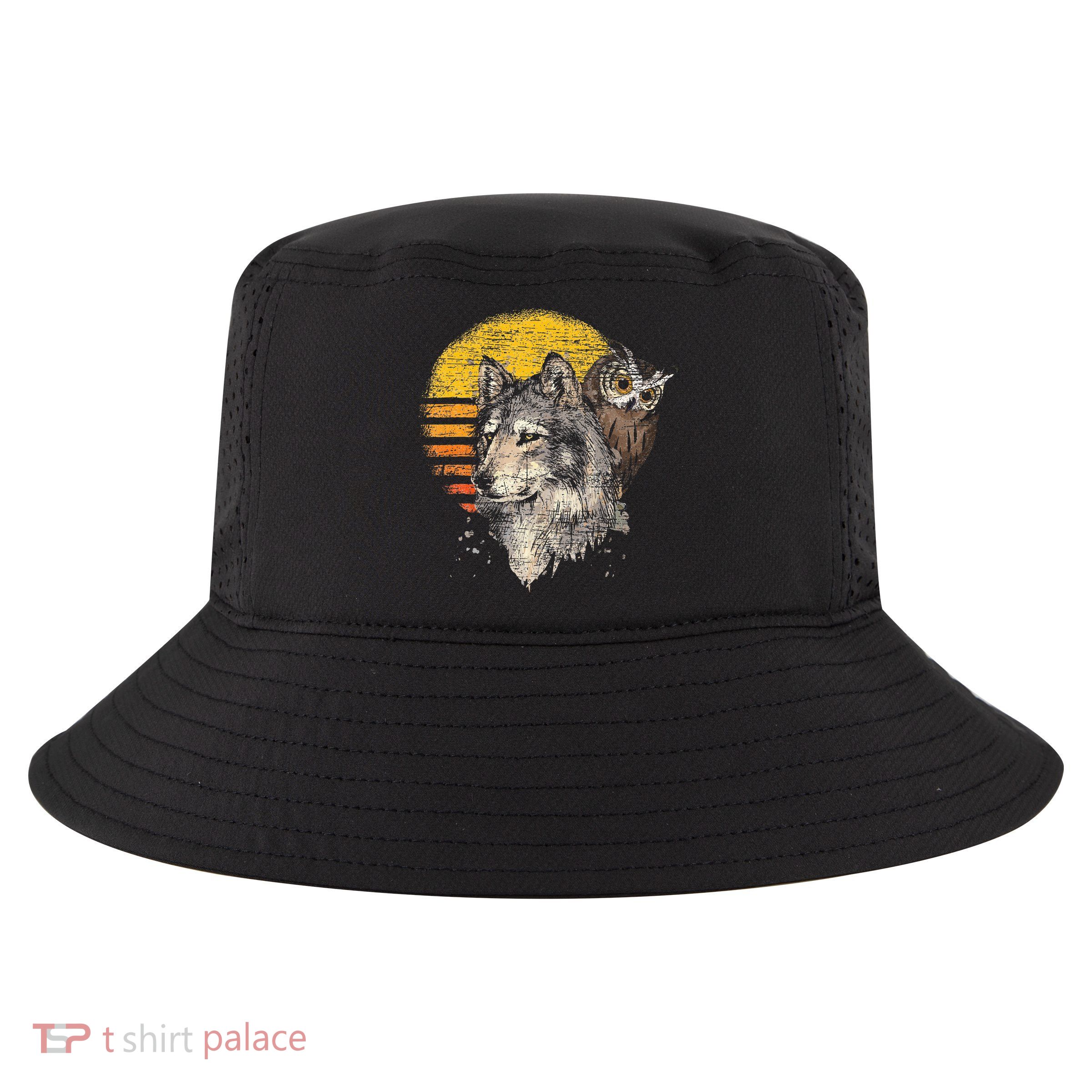 Retro Wolf Owl Cool Comfort Performance Bucket Hat