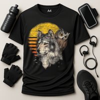 Retro Wolf Owl Cooling Performance Crew T-Shirt