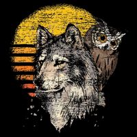Retro Wolf Owl Cooling Performance Crew T-Shirt
